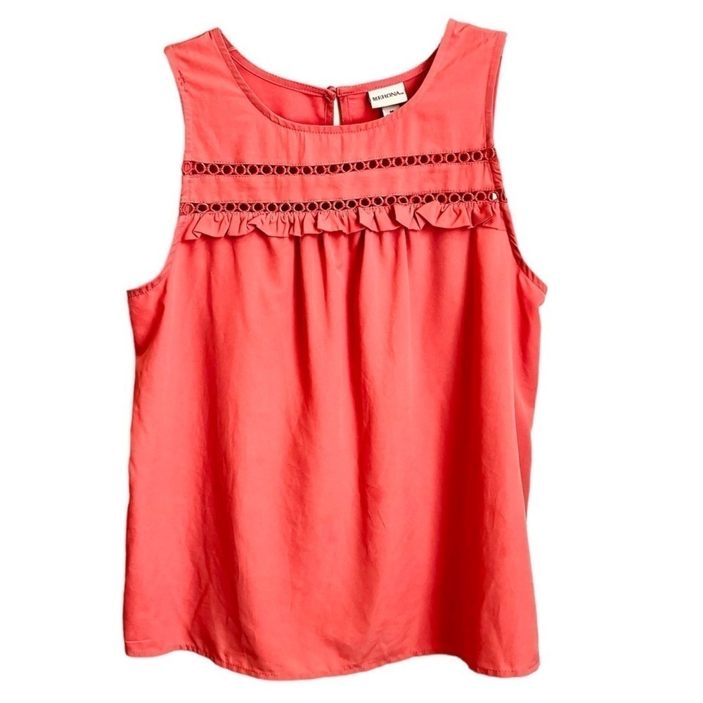 2/$15 Merona - Pink Sleeveless Blouse Top Eyelet and Ruffle Details Size M